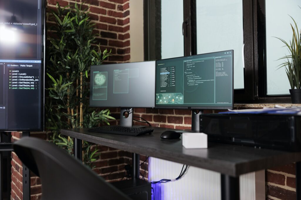 Image of two computer screens displaying software data information and integrated algorithms