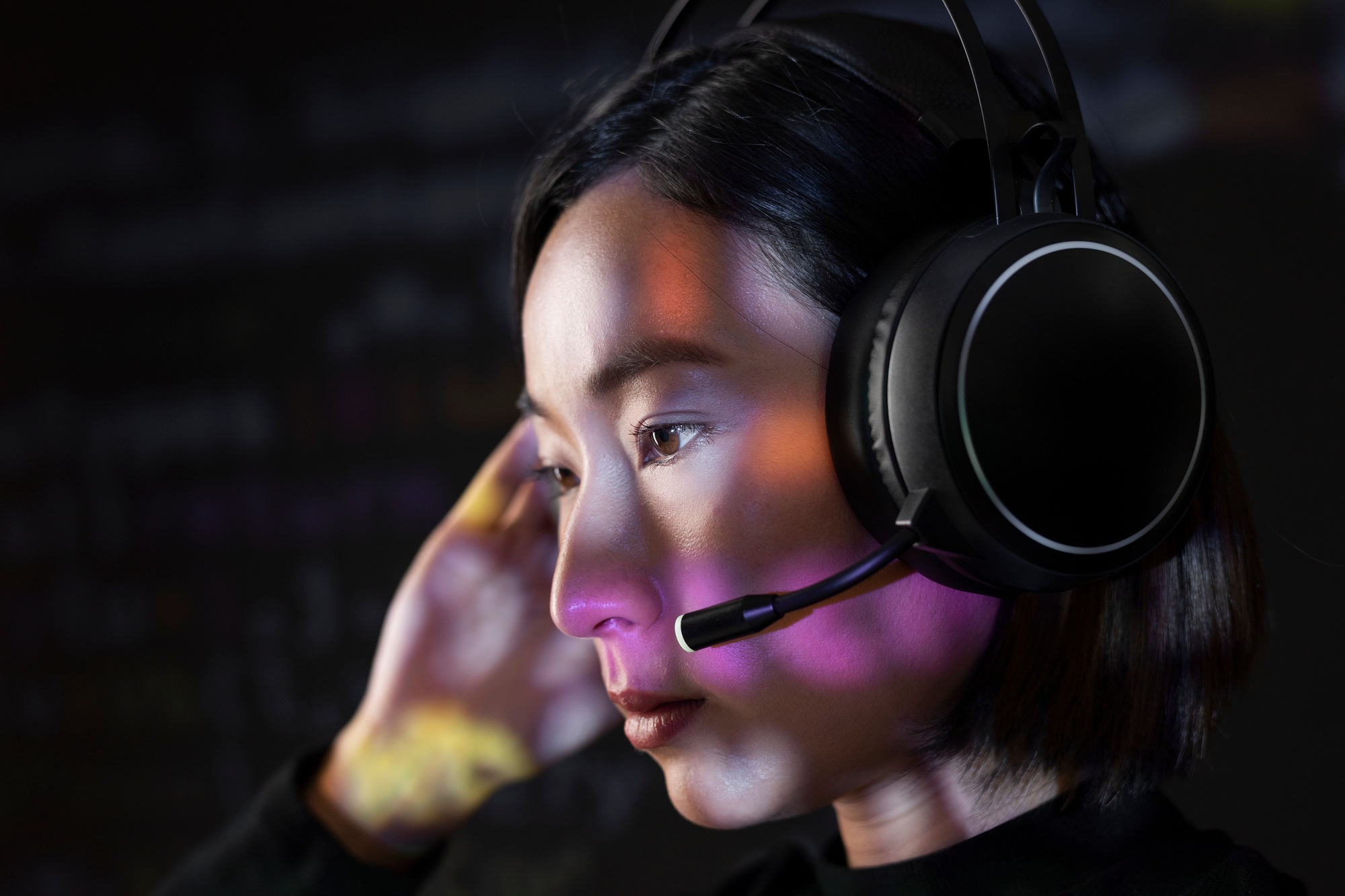 Female hacker cracking the binary code